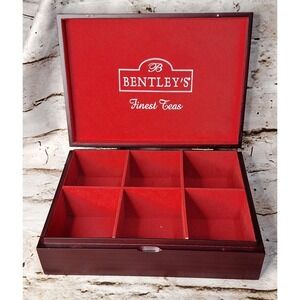 Lovely & Exquisite Cherry wood box for Bentley's Finest Tea‎ removable dividers
